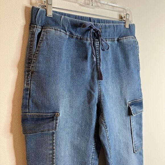 Tinseltown Women's Skinny Jogger Jeans Size S Cargo Blue Medium Wash High Rise - Picture 3 of 8